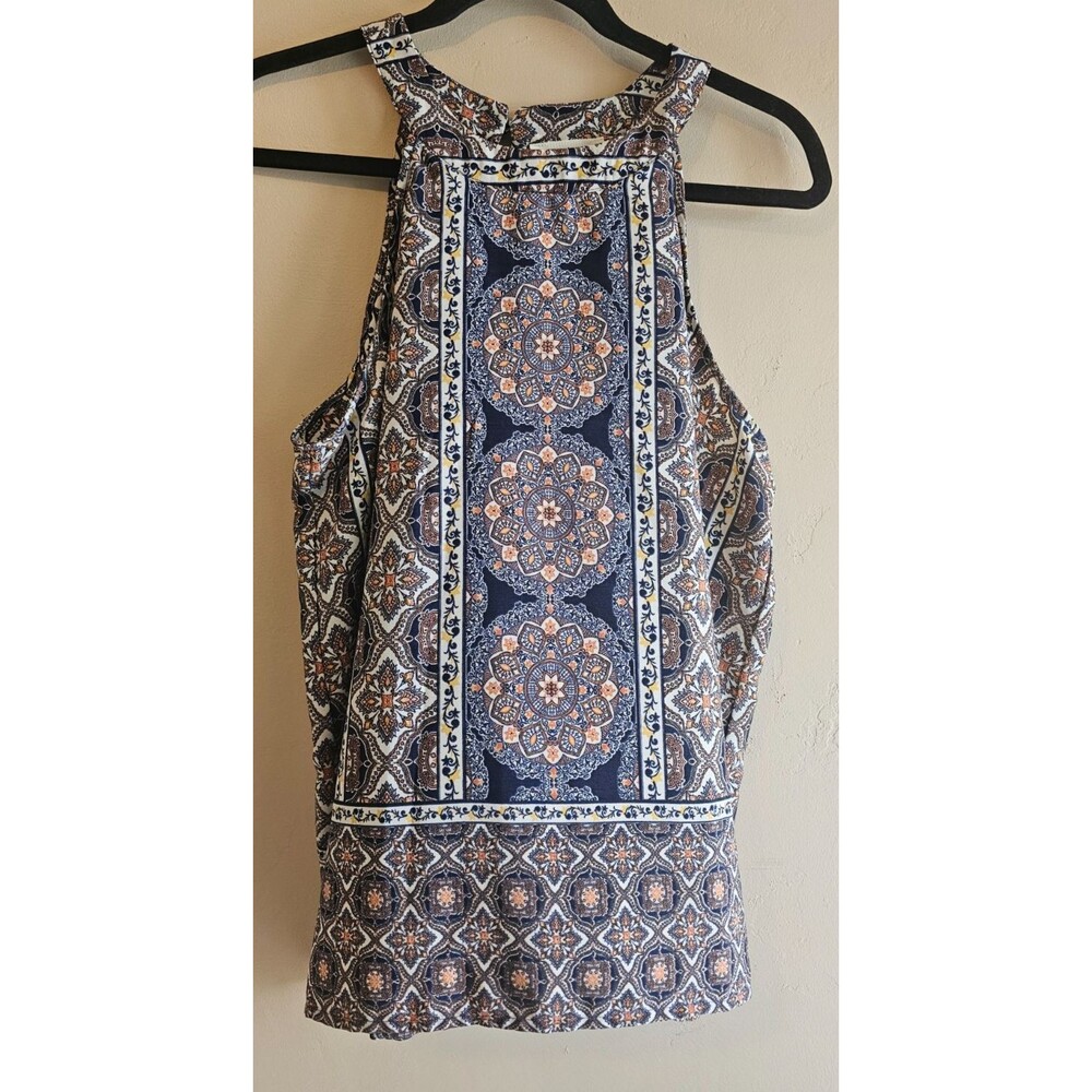 Monteau Los Angeles Women's Boho Hippie Floral Blouse halter size L